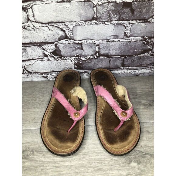UGG Australia 1791 Hamoa Pink Leather Flip Flop Thong Sandals Women Sz 10M US/41 - Picture 14 of 16